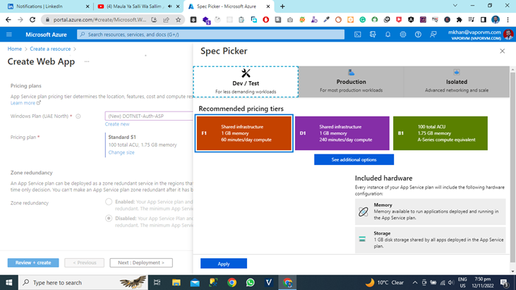How To Create Azure App Using Azure Cloud Portal